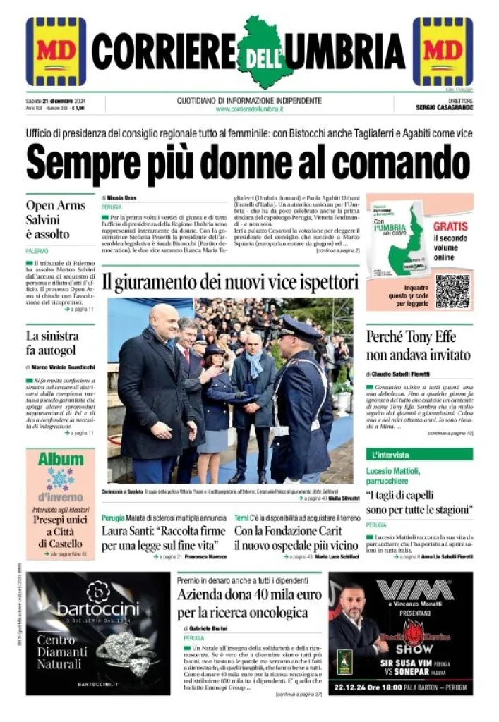 Prima-pagina-corriere umbria-del-2024-12-21